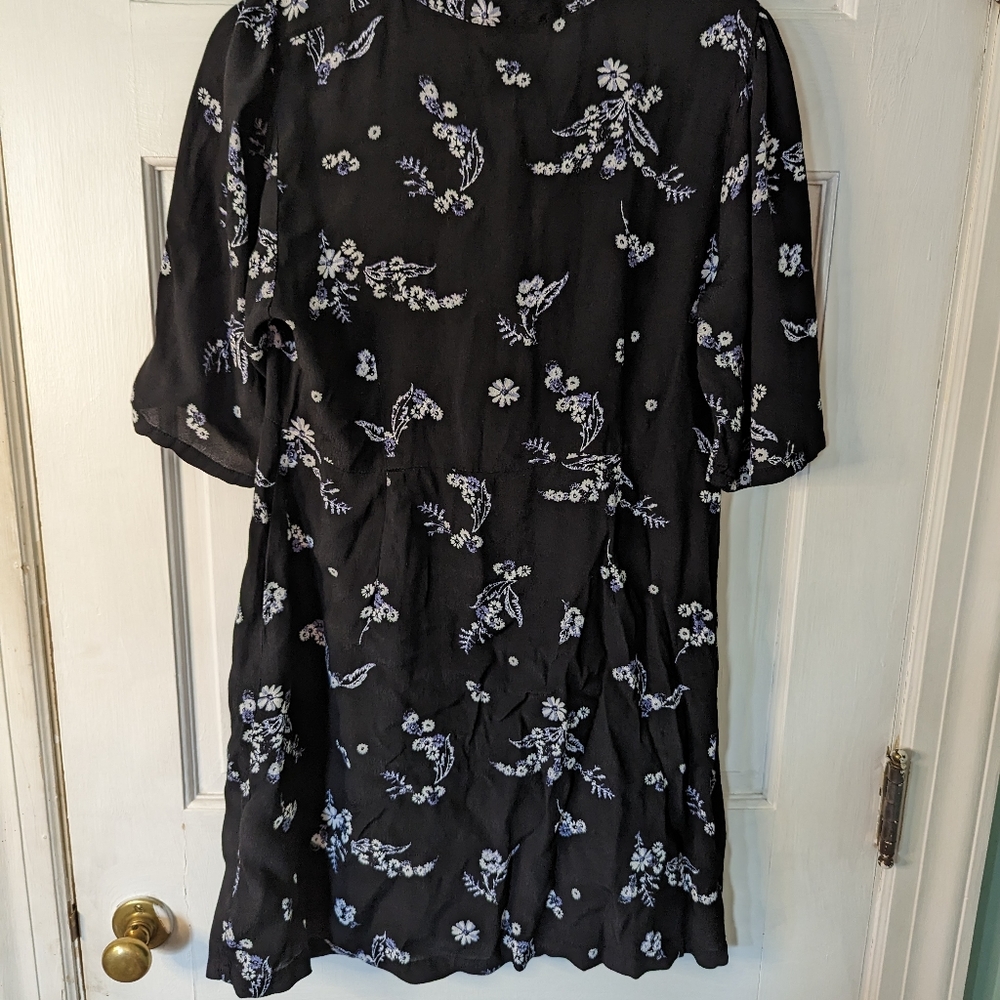 WHO WHAT WEAR Zipper Front Black Floral Print Dress XL - Picture 8 of 9